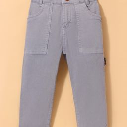 Little Kangaroos 100% Cotton Woven Full Length Denim Jeans with Pockets Solid Colour - Grey-image-33