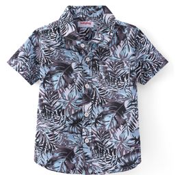 Babyhug Cotton Woven Half Sleeves Leaves Printed Shirt - Grey-picture-13