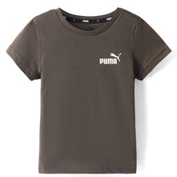 PUMA Cotton Knit Half Sleeves T-Shirt with Brand Logo Print - Dark Green-25
