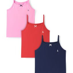 Pine Kids Cotton Elastane Knit Singlet Sleeves Solid Colors Slips Pack of 3 (Color May Vary)-image-98