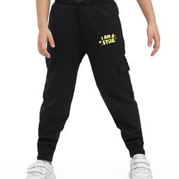 SuperBottoms Premium Cotton I Am A Star Text Printed Stretchable & Adjustable Pajama - Black-image-42