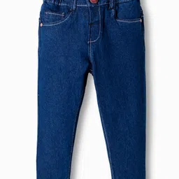 Babyhug Cotton Denim Full Length Jeans With Stretch - Navy Blue-picture-47