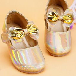 Neska Moda Bow Applique Detailed Holographic Mary Jane Ballerinas - Silver-image-86