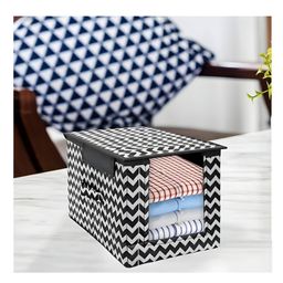 COZY VIBES Shirt Stacker Closet Storage Organizer Box with Clear Window, Attached Lid and handle- PACK OF 1- COLOR MAY VARY image 2
