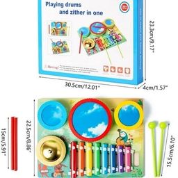 Happy Hues Musical Instruments Set- Drum Set- Xylophone & Bell Toy- Toddlers Musical Instruments Set - Percussion Instruments Set for Kids image 3