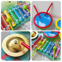 Happy Hues Musical Instruments Set- Drum Set- Xylophone & Bell Toy- Toddlers Musical Instruments Set - Percussion Instruments Set for Kids image 4