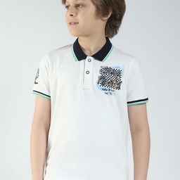 Monte Carlo Boys Printed Polo Collar Applique T-shirt-image-46