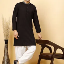 Sangria Embroidered Cotton Straight Kurtas-37