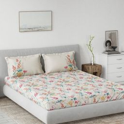 DDecor Pink & Red Floral Floral Printed Cotton 145 TC King Bedsheet Set 2.29 m X 2.74 m-image-79