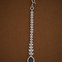 Kushal's Fashion Jewellery Rhodium-Plated Artificial Stones and Beads Studded Maang Tikka Head Jewellery-25