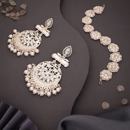 Brado Jewellery Brass Gold-plated Gold White Jewellery Set-image-9