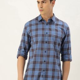 Parx Slim Fit Tartan Checks Opaque Pure Cotton Casual Shirt-image-63