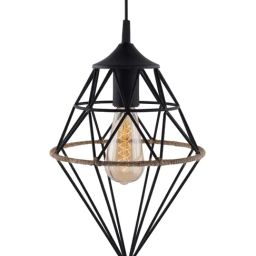 Homesake Black Classic Gem with Rope Pendant Light - Set of 1 (Bulb not included)-image-68