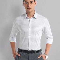 AD by Arvind Grey Regular Fit Check Shirt-image-78