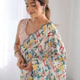 Anouk Printed Mirror Work Embellished Border Saree image 2