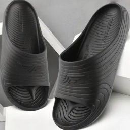 Red Tape Men's Black Slides-image-12