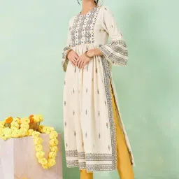Styli Off-White Cotton Embroidered A Line Kurta-picture-47
