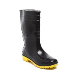 Agarson Virat Dual Density High Ankle Black & Yellow Gumboot, Size 10-image-90
