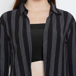Hypernation Black & Grey Striped Open Front Shrug image 5