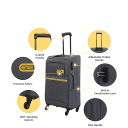 Citizen Journey Pulse Grey Solid Soft Large Trolley Bag - 78 Cms image 5