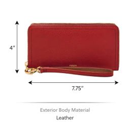 Fossil Logan Red Small Leather Zip Around Wallet image 5