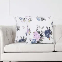 Swayam White & Purple Cotton 200 TC Cushion Covers - Set of 2-45
