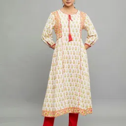 paislei Off White Printed A Line Kurta-16