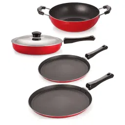 Nirlon Non-Stick Red Aluminium Cookware Kitchen Cooking Essential Combo Set-1