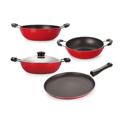 Nirlon Non-Stick Red Aluminium Kitchenware Kitchen Cooking Utencil Combo Set-image-63