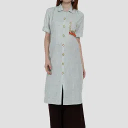 Women Republic Grey Cotton Embroidered Straight Kurta-picture-34