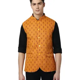 Peter England Elite Yellow Regular Fit Printed Jacket-image-17