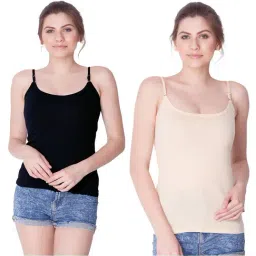 Dollar Missy Black & Beige Cotton Camisole (Pack of 2)-image-78