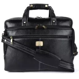 HiLEDER Black Textutred Large Leather 15.5 inch Laptop Bag-picture-13