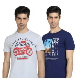 Dyca Grey & Blue Crew T-Shirt - Pack of 2-image-90