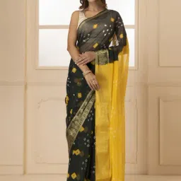 Geroo Jaipur Green Woven Saree With Unstitched Blouse-image-55