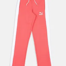 Puma Kids T7 Salmon Pink & White Cotton Logo Trackpants-image-79