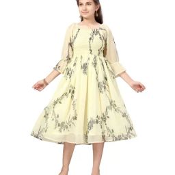 Aarika Kids Lemon Yellow Printed Dress-image-98
