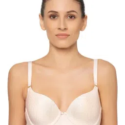 Triumph Beige Striped Half Coverage T-Shirt Bra-22