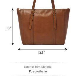 Fossil Carlie Brown Medium Leather Tote Bag image 5