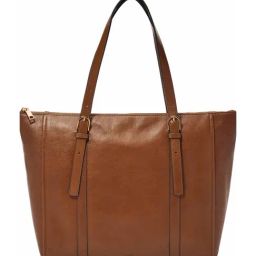 Fossil Carlie Brown Medium Leather Tote Bag-1
