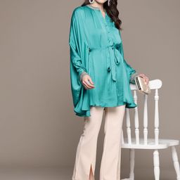 Ritu Kumar Solid Beaded Flared Sleeves Kurti-76