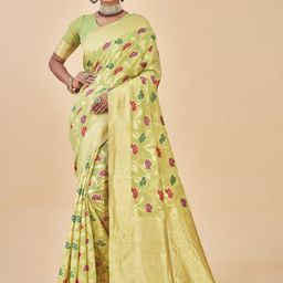 Anouk Rustic Ethnic Motifs Woven Design Zari Silk Cotton Chanderi Saree-19
