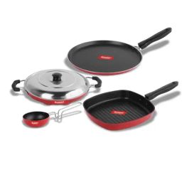 Sumeet Elegant Design Red Aluminium Cookware Set-picture-14