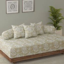 Swayam Veda Yellow Pure Cotton Leaf Diwan Set-image-51