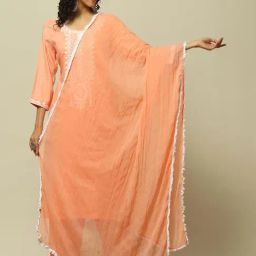 Rangriti Orange Woven Pattern Dupatta-picture-2