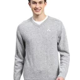 Monte Carlo Grey Wool Blend Regular Fit Solid Pullover image 5