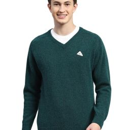 Monte Carlo Green Wool Blend Regular Fit Solid Pullover image 5