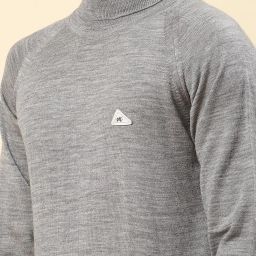 Monte Carlo Grey Wool Blend Regular Fit Solid Pullover image 5