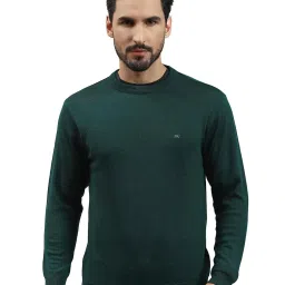 Monte Carlo Green Pure Wool Regular Fit Solid Pullover image 5