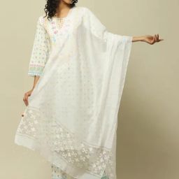 Rangriti White Woven Pattern Dupatta-image-89
